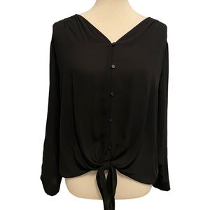 Ro & De Black Long Sleeve Button Down Top